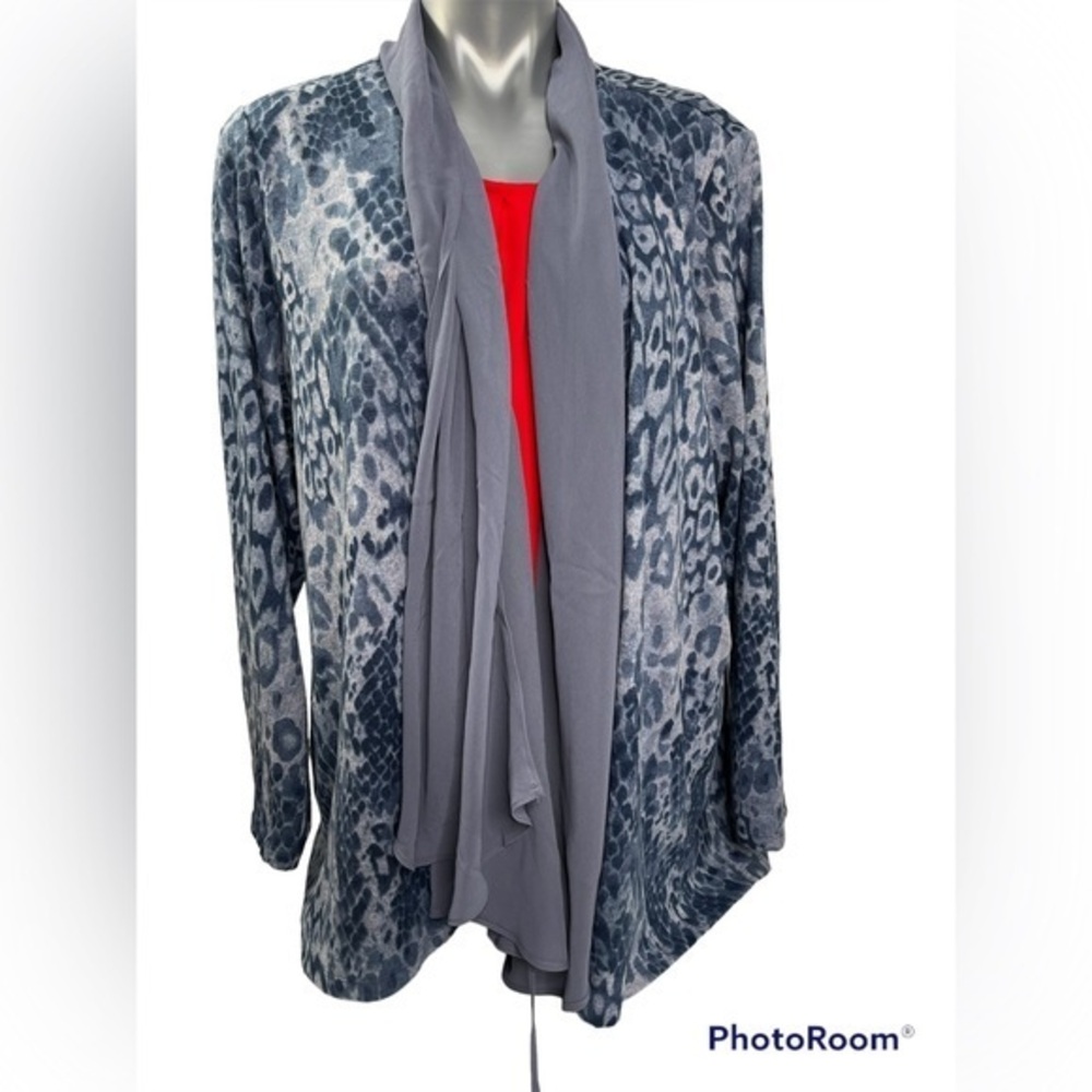 Lori Goldstein mixed media open front cardigan